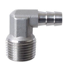 Stainless 1/2" MPT x  3/8" Barb Elbow